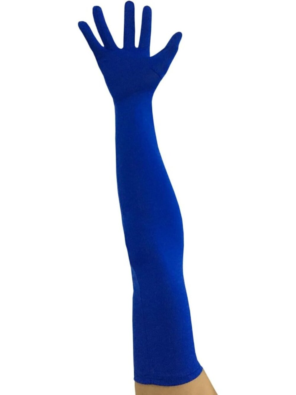 Women's Blue Stretchable Arm Sleek Cosplay Costume Elbow Length Spandex Gloves